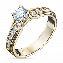 14K Yellow Gold Ring with 14 Round-Cut Lab-Created Diamonds 1.096 CT.TW