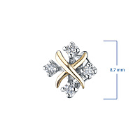 14K White and Yellow Gold Earring Studs with 8 Round-Cut Lab-Created Diamonds 0.329 CT.TW - изображение 2