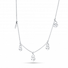 14K White Gold Necklace with 5 Round-Cut Lab-Created Diamonds 0.039 CT.TW