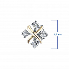 14K White and Yellow Gold Earring Studs with 8 Round-Cut Lab-Created Diamonds 0.19 CT.TW