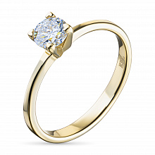14K Yellow Gold Ring with 1 Round-Cut Lab-Created Diamond 0.512 CT.TW