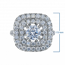 14K White Gold Ring with 57 Round-Cut Lab-Created Diamonds 3.504 CT.TW