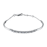 14K White Gold Bracelet with 25 Round-Cut Lab-Created Diamonds 0.878 CT.TW - изображение 1