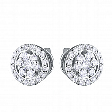 14K White Gold Earring Studs with 46 Round-Cut Lab-Created Diamonds 0.563 CT.TW