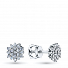 Sterling Silver Earring Studs with 38 Round-Cut Lab-Created Diamonds 0.233 CT.TW