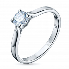 14K White Gold Ring with 1 Round-Cut Lab-Created Diamond 3.21 CT.TW