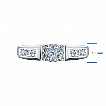 Sterling Silver Ring with 15 Round-Cut Lab-Created Diamonds 0.193 CT.TW