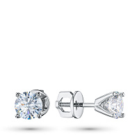 14K White Gold Earring Studs with 2 Round-Cut Lab-Created Diamonds 2.044 CT.TW - изображение 1