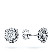 Sterling Silver Earring Studs with 26 Round-Cut Lab-Created Diamonds 0.487 CT.TW - изображение 1