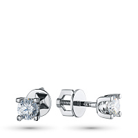 14K White Gold Earring Studs with 2 Round-Cut Lab-Created Diamonds 0.68 CT.TW - изображение 1