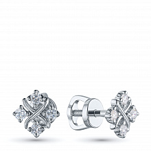 Sterling Silver Earring Studs with 8 Round-Cut Lab-Created Diamonds 0.186 CT.TW