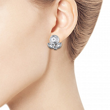 Sterling Silver Earrings with 2 Round-Cut Lab-Created Diamonds 0.018 CT.TW