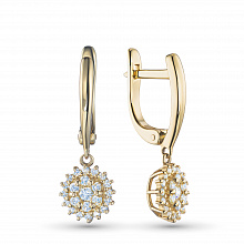14K Yellow Gold Earrings with 46 Round-Cut Lab-Created Diamonds 0.6 CT.TW