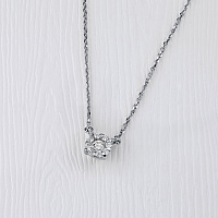 14K White Gold Necklace with 9 Round-Cut Lab-Created Diamonds 0.16 CT.TW - изображение 4