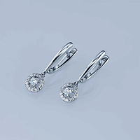 Sterling Silver Earrings with 34 Round-Cut Lab-Created Diamonds 0.377 CT.TW - изображение 4