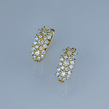 14K Yellow Gold Earrings with 46 Round-Cut Lab-Created Diamonds 0.699 CT.TW