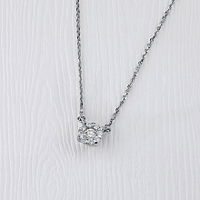 14K White Gold Necklace with 9 Round-Cut Lab-Created Diamonds 0.16 CT.TW