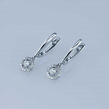 Sterling Silver Earrings with 34 Round-Cut Lab-Created Diamonds 0.368 CT.TW