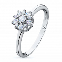 Sterling Silver Ring with 11 Round-Cut Lab-Created Diamonds 0.253 CT.TW