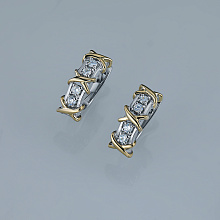 14K White and Yellow Gold Earrings with 8 Round-Cut Lab-Created Diamonds 0.325 CT.TW