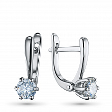 14K White Gold Earrings with 2 Round-Cut Lab-Created Diamonds 1.425 CT.TW