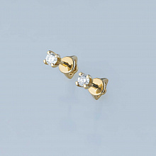 14K Yellow Gold Earring Studs with 2 Round-Cut Lab-Created Diamonds 0.085 CT.TW