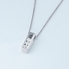 14K White Gold Pendant with 3 Round-Cut Lab-Created Diamonds 0.222 CT.TW