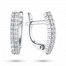 14K White Gold Earrings with 40 Round-Cut Lab-Created Diamonds 0.516 CT.TW