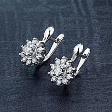 14K White Gold Earrings with 22 Round-Cut Lab-Created Diamonds 1.534 CT.TW