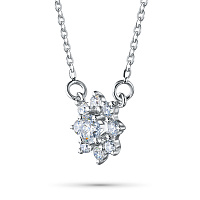 14K White Gold Necklace with 9 Round-Cut Lab-Created Diamonds 0.607 CT.TW - изображение 2