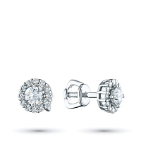 14K White Gold Earring Studs with 26 Round-Cut Lab-Created Diamonds 0.681 CT.TW - изображение 1