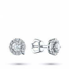 14K White Gold Earring Studs with 26 Round-Cut Lab-Created Diamonds 0.681 CT.TW