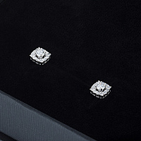 14K White Gold Earring Studs with 26 Round-Cut Lab-Created Diamonds 0.519 CT.TW - изображение 4