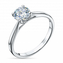 14K White Gold Ring with 1 Round-Cut Lab-Created Diamond 0.485 CT.TW