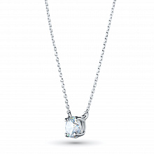 14K White Gold Necklace with 1 Round-Cut Lab-Created Diamond 0.573 CT.TW
