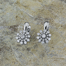 14K White Gold Earrings with 42 Round-Cut Lab-Created Diamonds 0.619 CT.TW