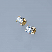 14K Yellow Gold Earring Studs with 2 Round-Cut Lab-Created Diamonds 0.66 CT.TW