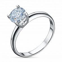 14K White Gold Ring with 1 Round-Cut Lab-Created Diamond 0.512 CT.TW