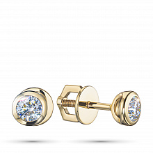 14K Yellow Gold Earring Studs with 2 Round-Cut Lab-Created Diamonds 0.689 CT.TW
