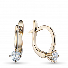 14K Yellow Gold Earrings with 2 Round-Cut Lab-Created Diamonds 0.64 CT.TW