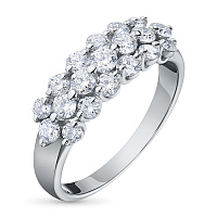 14K White Gold Ring with 19 Round-Cut Lab-Created Diamonds 1.178 CT.TW - изображение 1