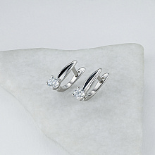 Sterling Silver Earrings with 2 Round-Cut Lab-Created Diamonds 0.569 CT.TW