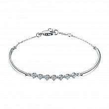 Sterling Silver Bracelet with 7 Round-Cut Lab-Created Diamonds 0.161 CT.TW