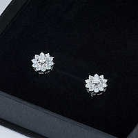 14K White Gold Earring Studs with 22 Round-Cut Lab-Created Diamonds 1.589 CT.TW - изображение 4