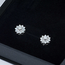 14K White Gold Earring Studs with 22 Round-Cut Lab-Created Diamonds 1.589 CT.TW