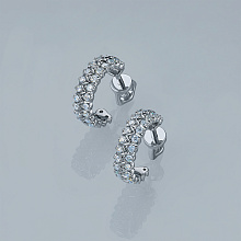 Sterling Silver Earring Studs with 62 Round-Cut Lab-Created Diamonds 0.758 CT.TW