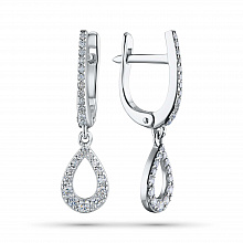 14K White Gold Earrings with 52 Round-Cut Lab-Created Diamonds 0.315 CT.TW