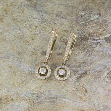 14K Yellow Gold Earrings with 54 Round-Cut Lab-Created Diamonds 0.491 CT.TW