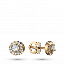 14K Yellow Gold Earring Studs with 32 Round-Cut Lab-Created Diamonds 0.462 CT.TW