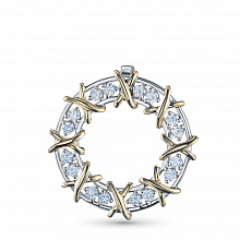 14K White and Yellow Gold Pendant with 16 Round-Cut Lab-Created Diamonds 0.553 CT.TW